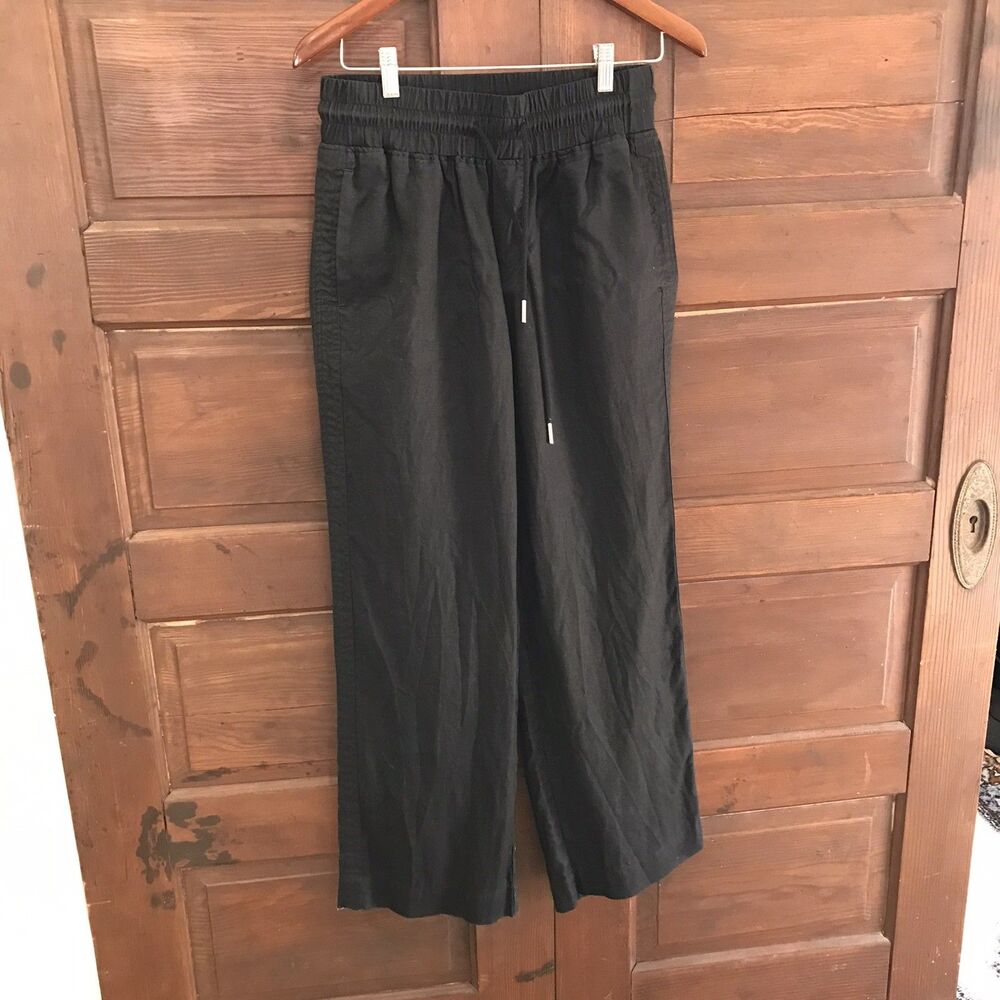 Quince 100% Linen Pants Women's Small Black Lounge Wear Relaxed Fit Beach